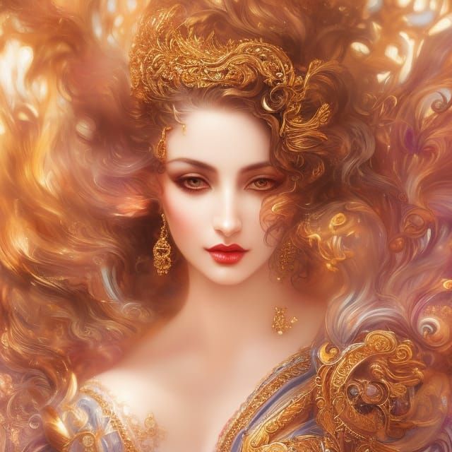 Decadent Bathing Beauty in Opulent Setting