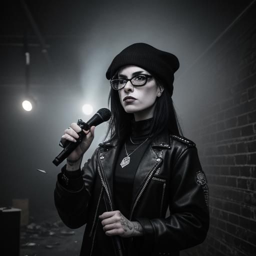 Gothic Punk Band Rocks Dark Club in Black and White