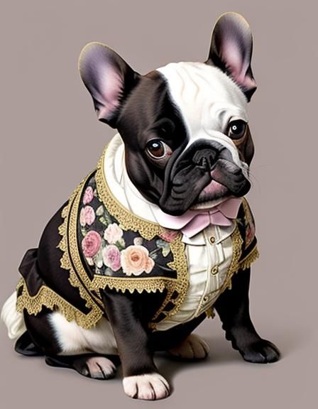 Elegant French Bulldog in Rococo Style