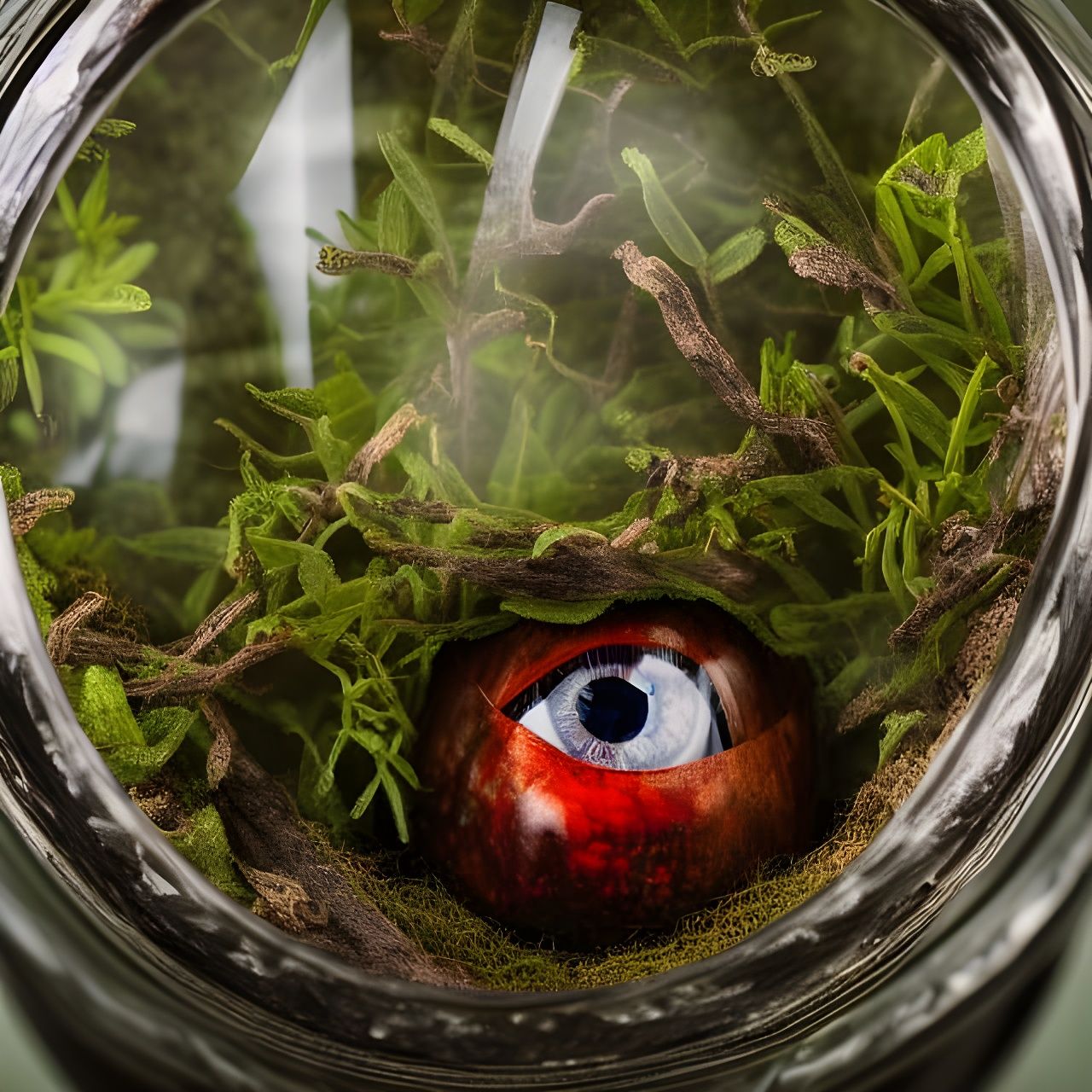 Terrarium of Eyes: Hyperrealistic Horror Composition