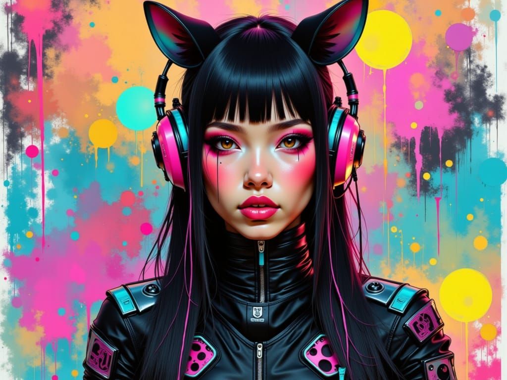 Cyber Fairycore Nun in Neon Light