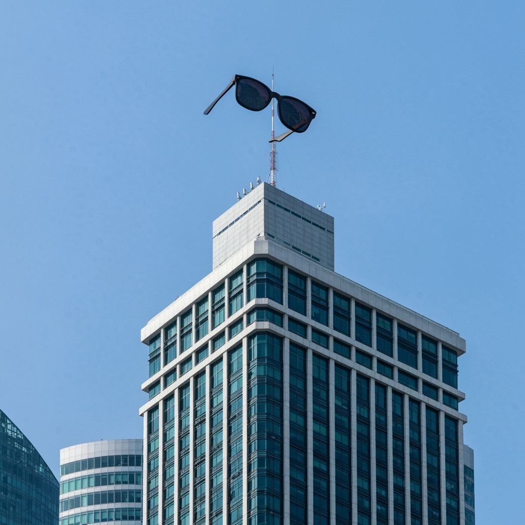 Flying Sunglasses Over Singapore Skyline