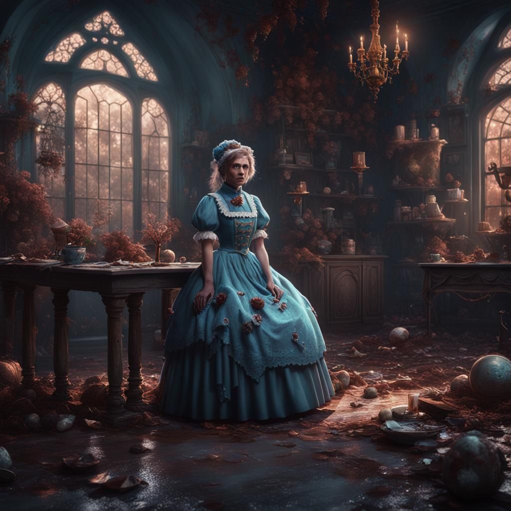 Heartbroken Maid: Detailed Matte Painting
