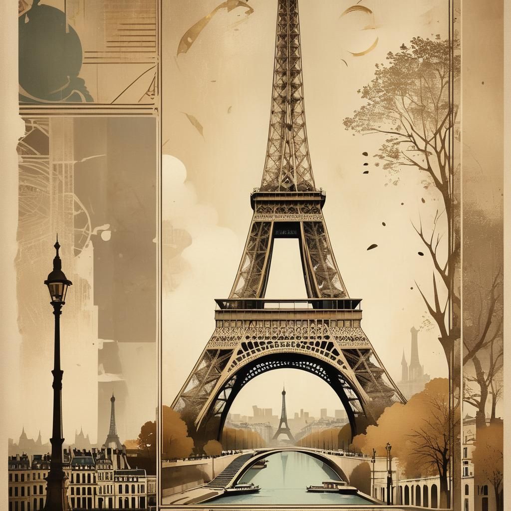 Art Deco Eiffel Tower Vintage Travel Poster