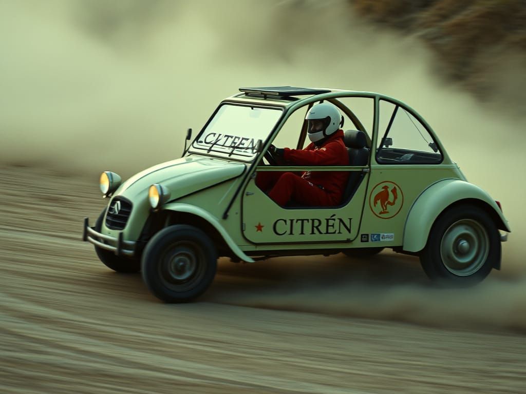 Citroën 2CV Buggy Races on Dusty Track