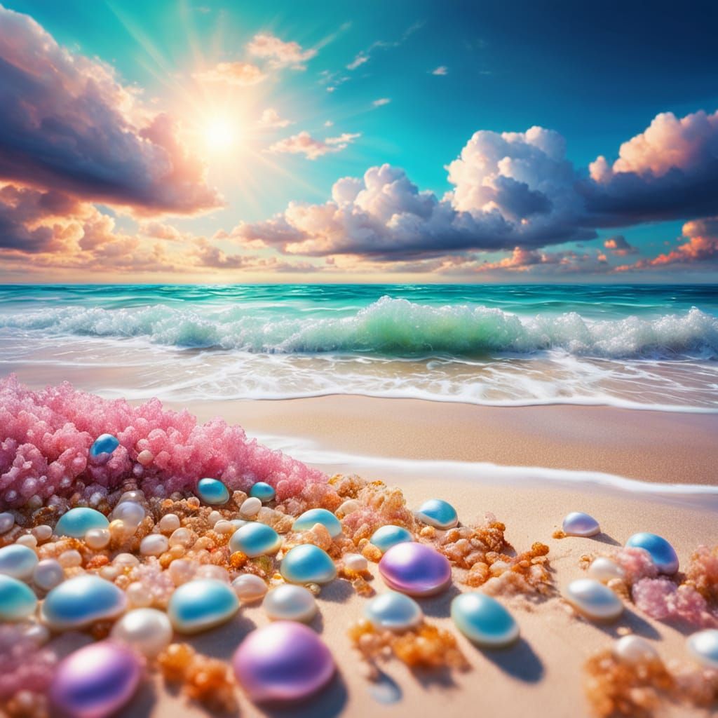Fantasy Beach with Pearl Sand and Diamond Sun
