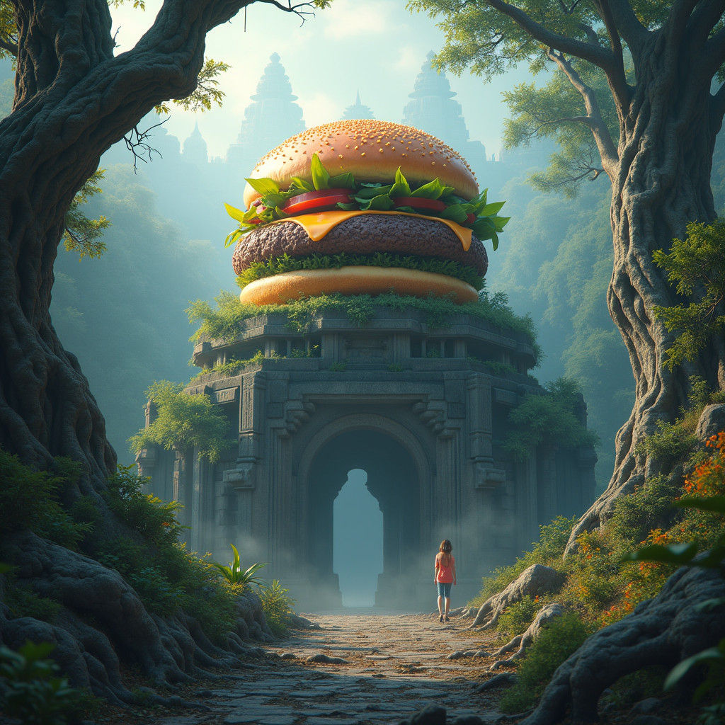 Hamburger Temple Ruin: Fantasy Concept Art