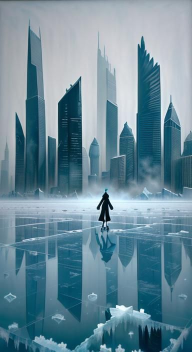 Liminal Surrealism: Skater on Thin Ice in Desolate City