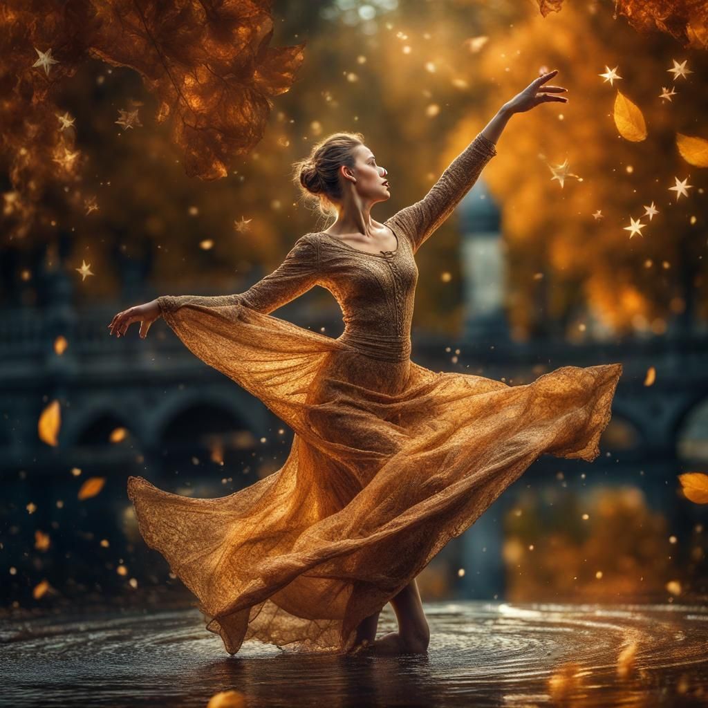 Ethereal Dancer Celebrates Autumn Equinox in Starlight