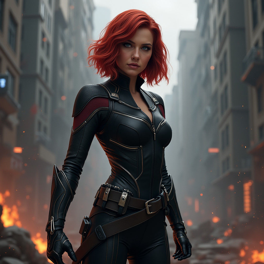 Sultry Black Widow in Avengers Regalia