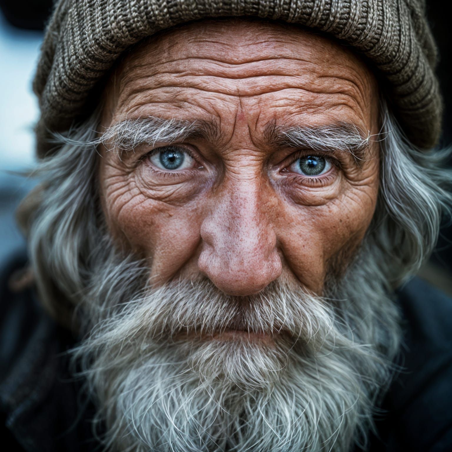 Old Fisherman Portrait in Ambient Light