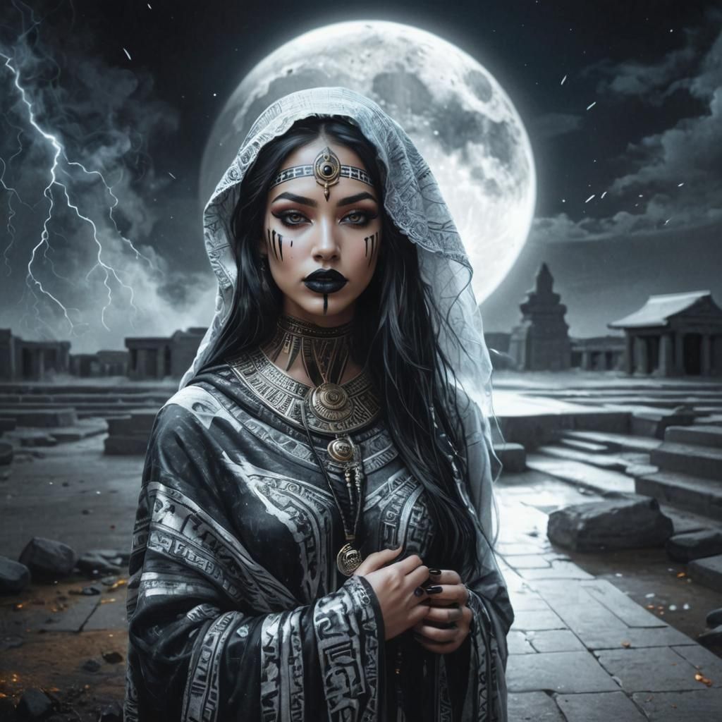 Detailed Woman's Ritual in Egyptian Temple