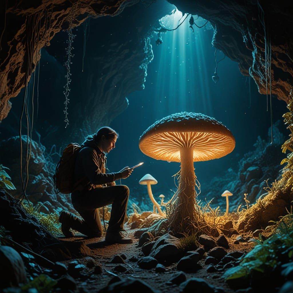 Biopunk Underground Ecosystem with Data Spore Harvest