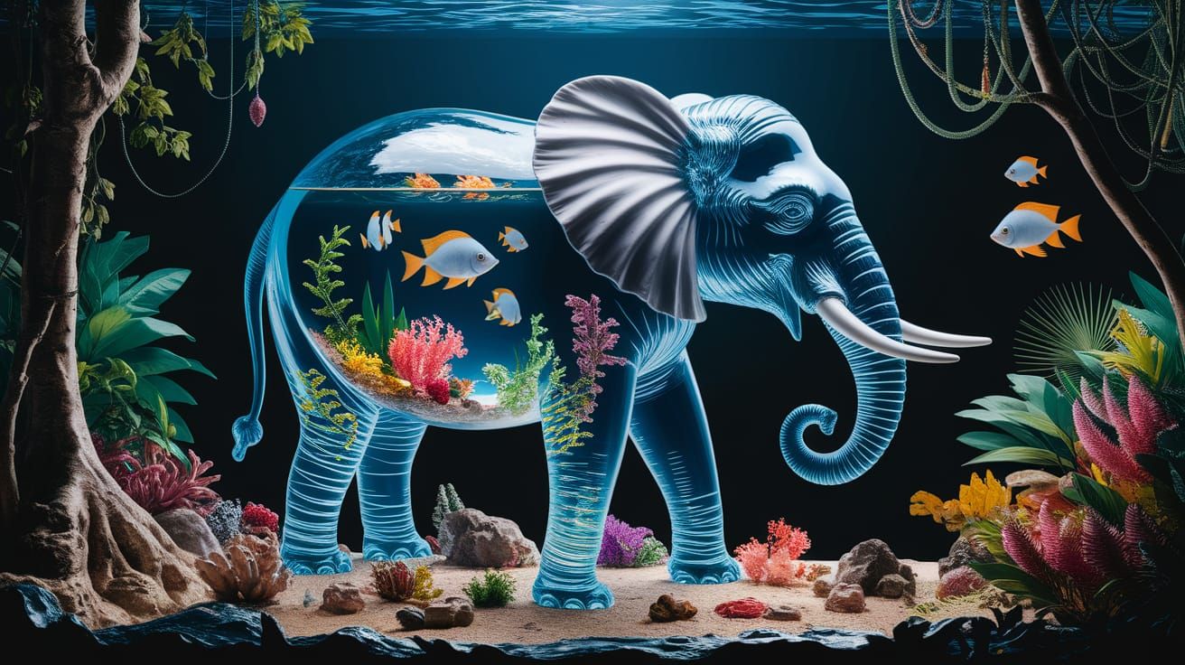 Glass Elephant in Jungle Aquarium