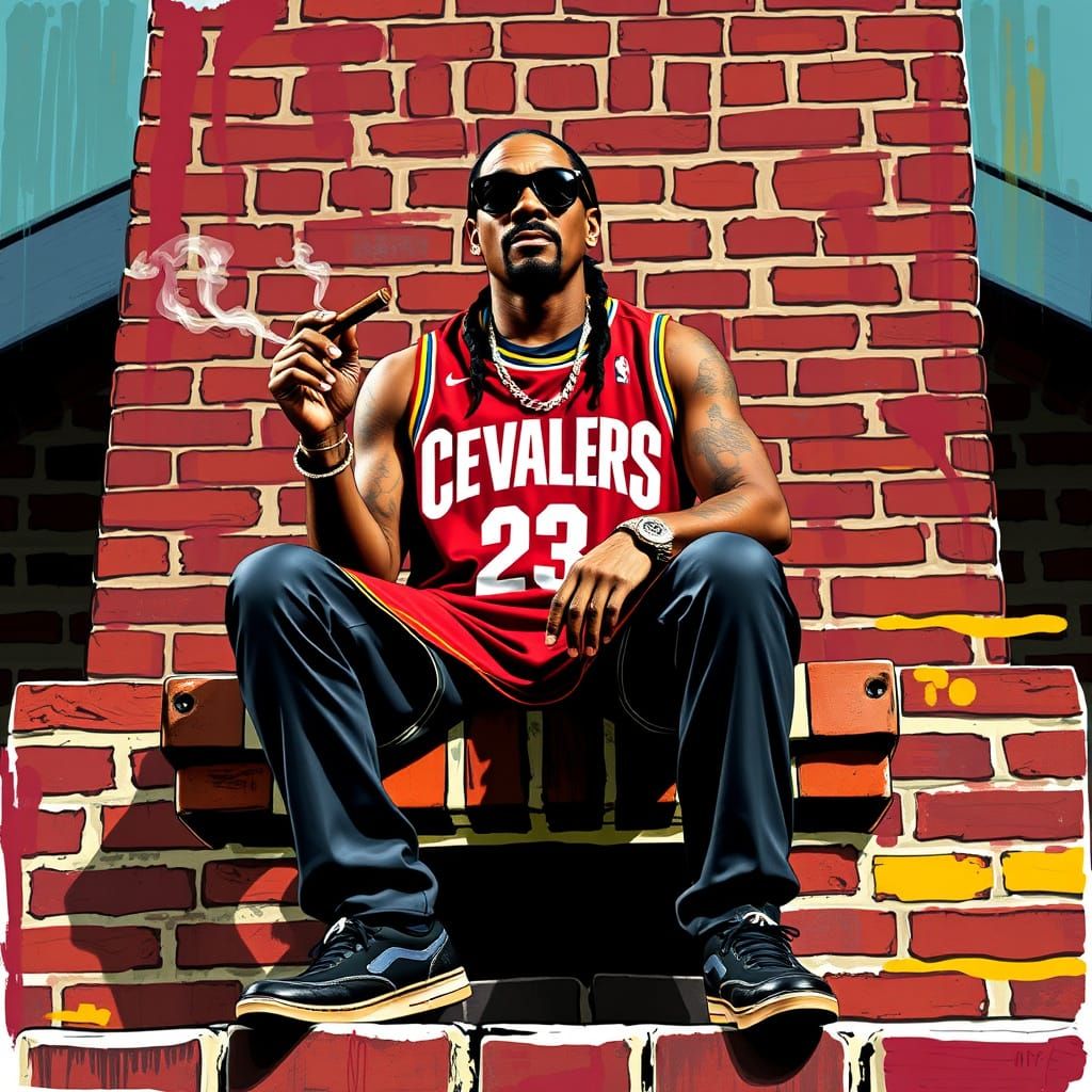 Snoop Dogg on Chimney in Pop Art Style