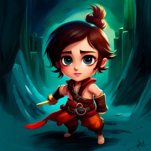 Adorable Chibi Prince of Persia in Digital Art Style