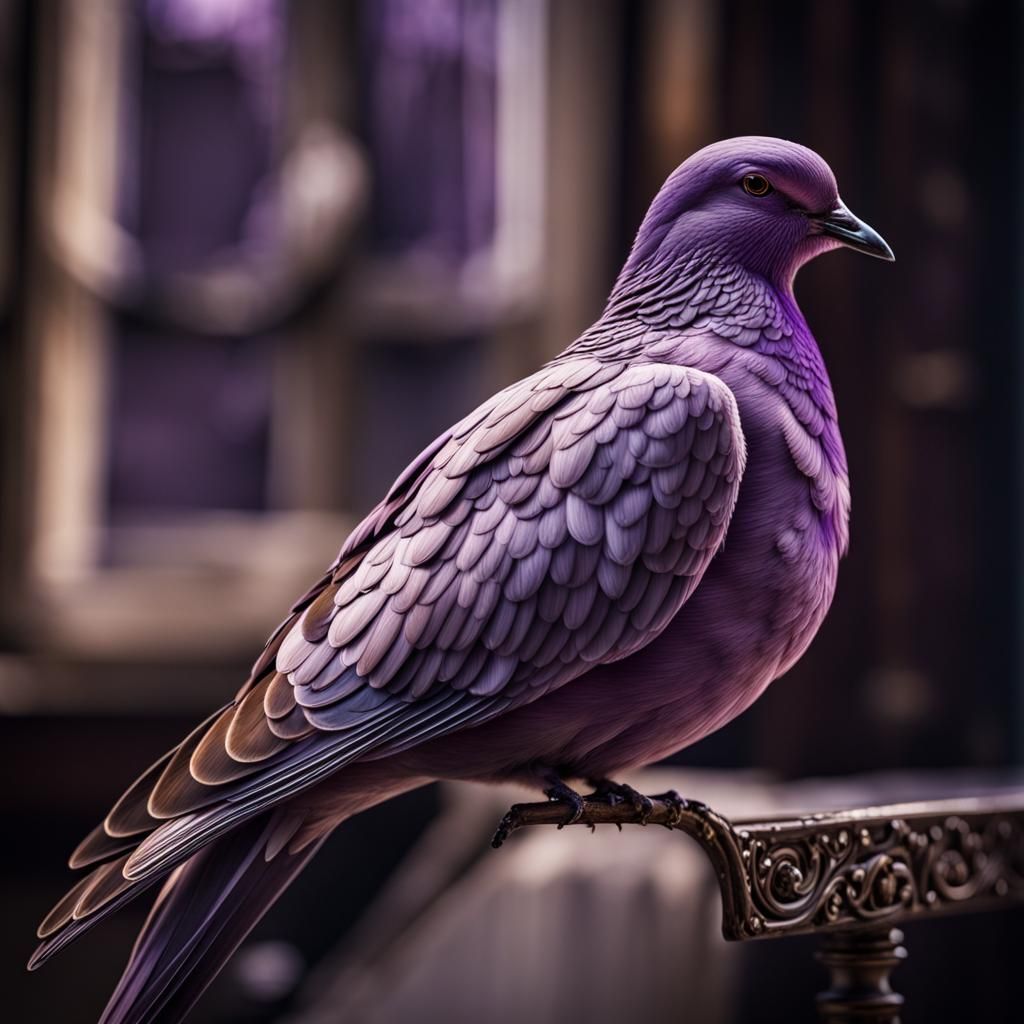 Hyperrealistic Purple Dove of Hope in HDR