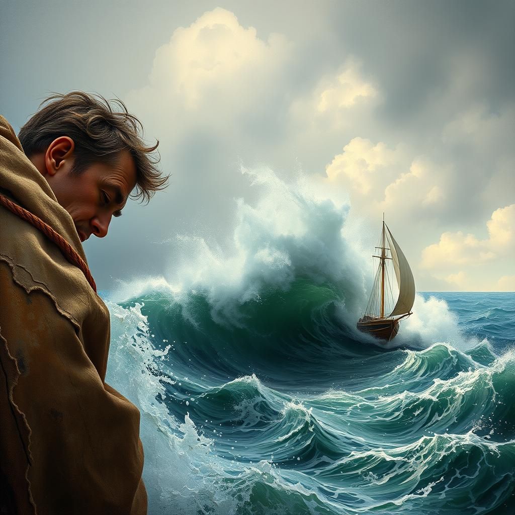 People Against The Wind On Cliffside Seascape