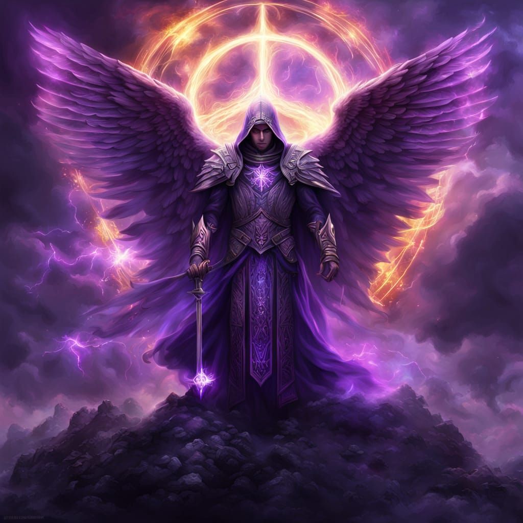 Archangel Zadkiel with Violet Flame: Digital Matte Painting