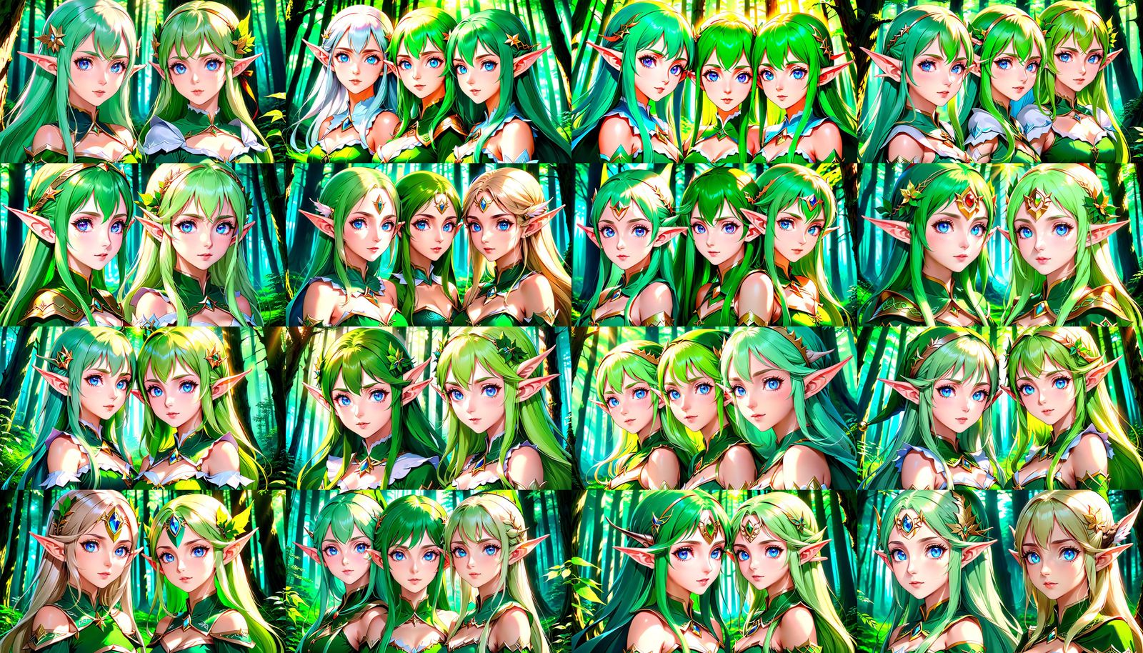 Elf Women Portrait in Anime Manga Style