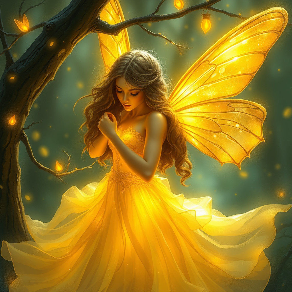 Ethereal Firefly Woman in Hyperdetailed Fantasy