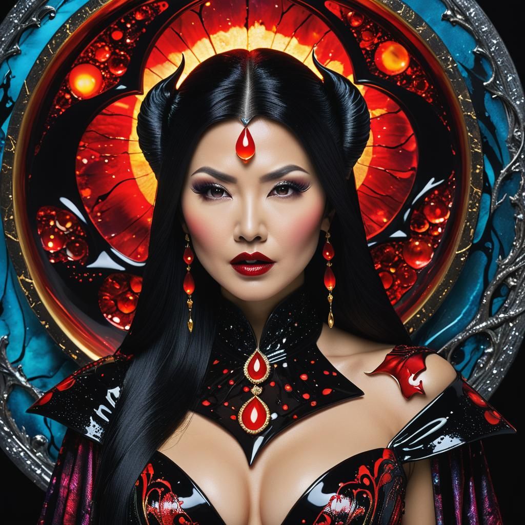 Kelly Hu as Lady Dracula: A Surreal Portrait