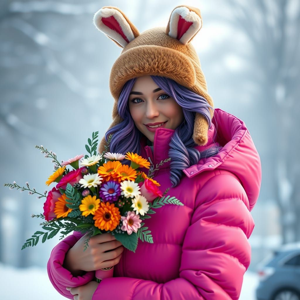 Whimsical Winter Wonder in Vibrant Pink and Purple