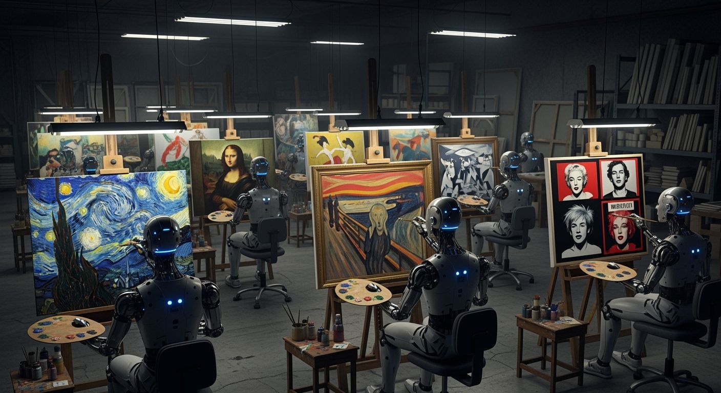Androids Recreate Famous Artworks in Industrial Workshop