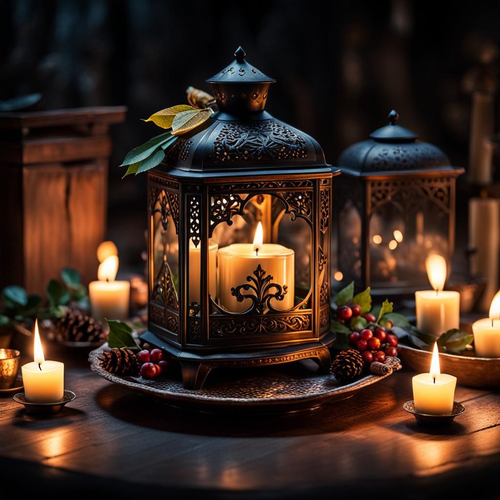Atmospheric Candlelight Scene with Dancing Shadows