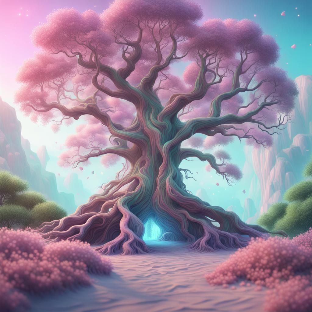 Magical Pastel Tree, Kawaii Art Style