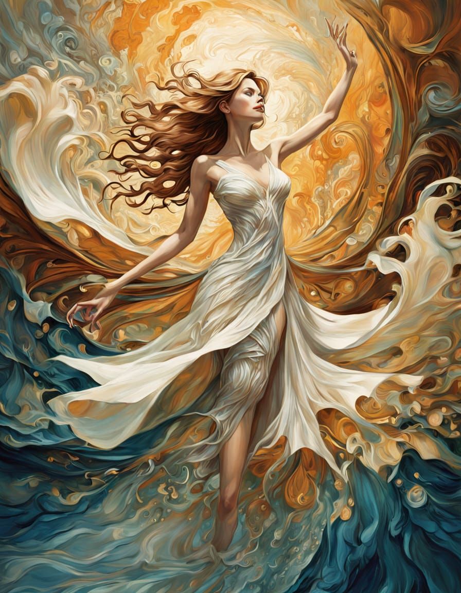 Ethereal Beauty in Art Nouveau Wood Carving Style