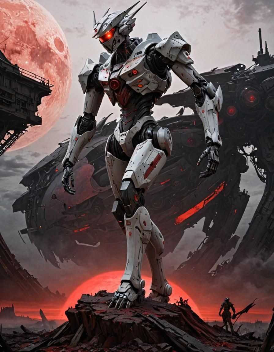 Evangelion Mecha Portrait in Gustave Doré Style