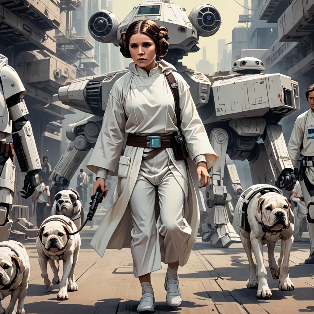 Princess Leia Walks Her AT-AT: Anime Style