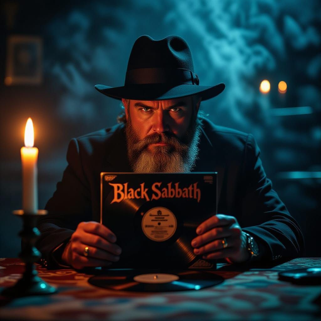 Bob Bitchin' in Smoky Room with Black Sabbath Record