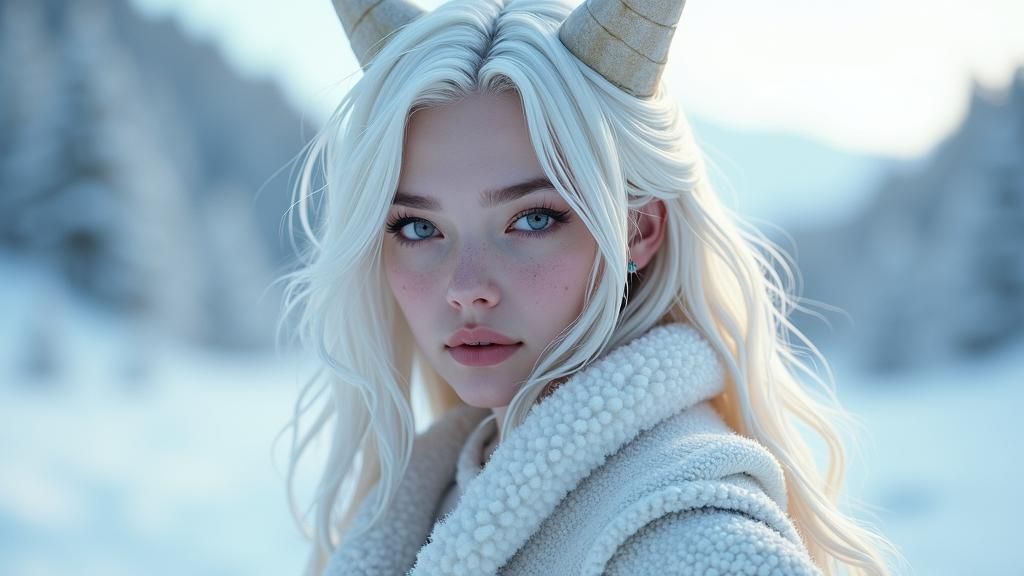 Icy Devil Woman in Winter Wonderland: 3D Anime Art