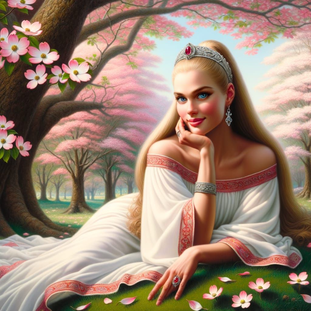 Norse Goddess of Eternal Love in Springtime Bloom