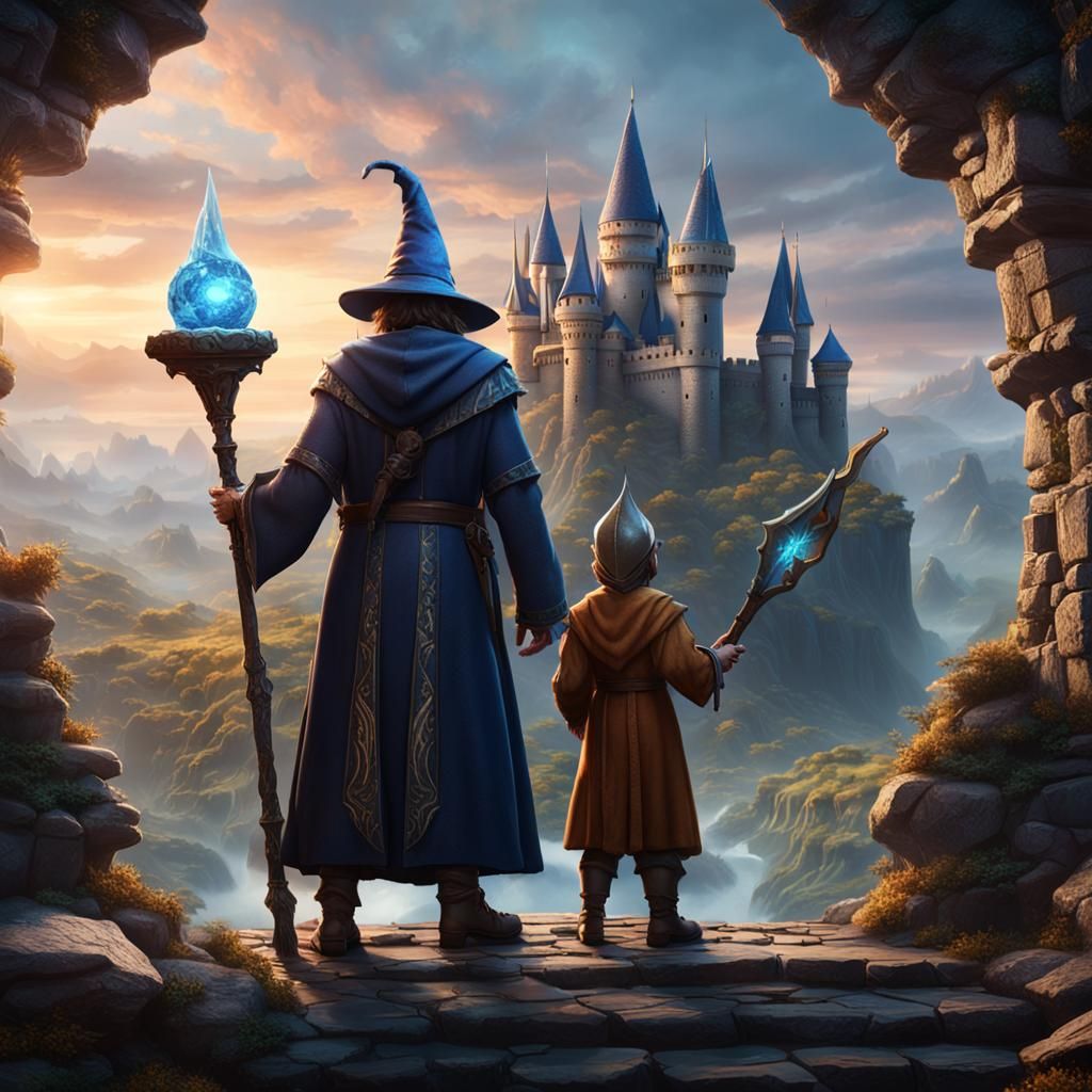 Wizard and Apprentice in a Detailed Matte Painting