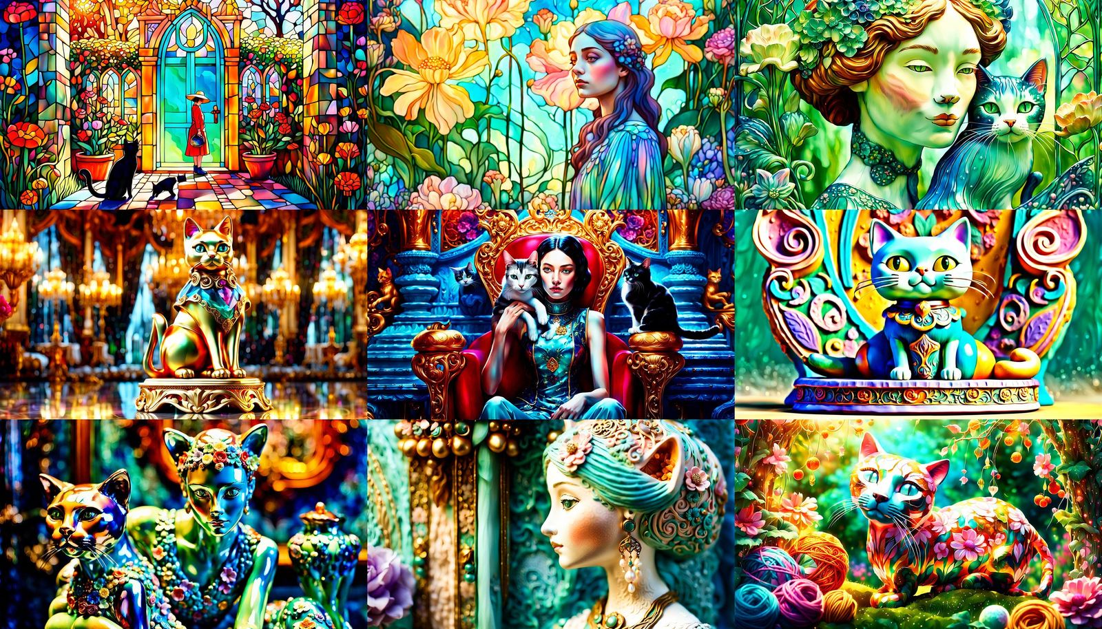 Enamelled Glass Figurine: Cat-Headed Woman