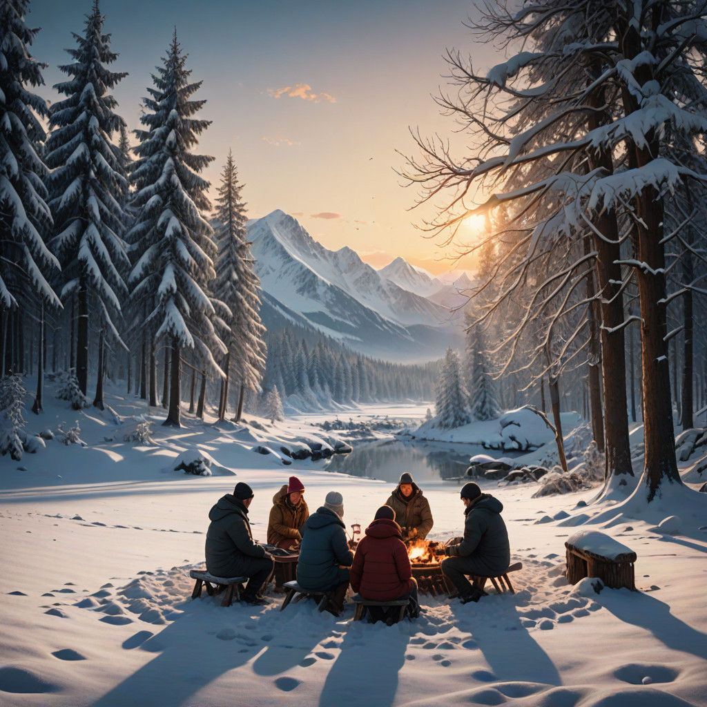 Winter Wonderland Scene in Hyper-Realistic Digital Art