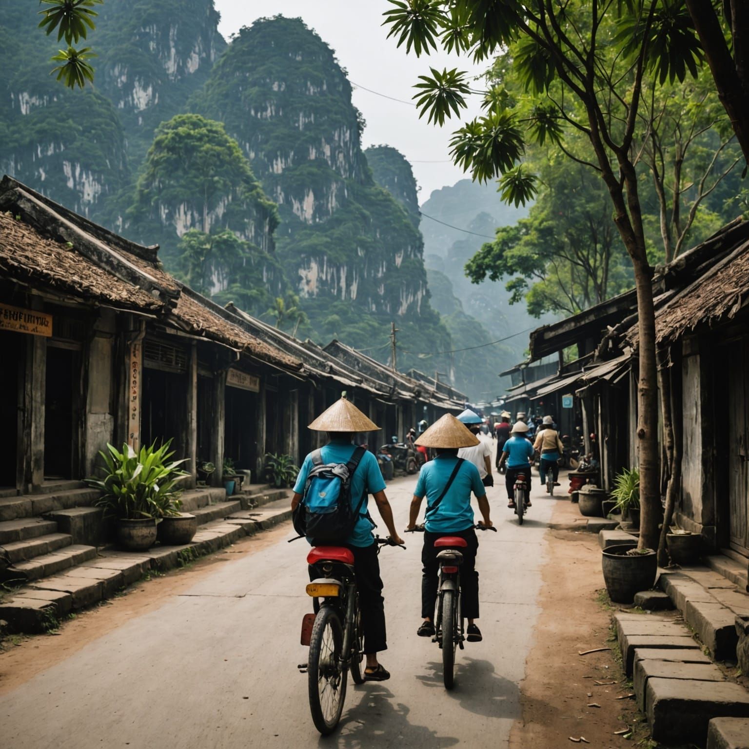 Vietnam Landscape in Vibrant Watercolor Style