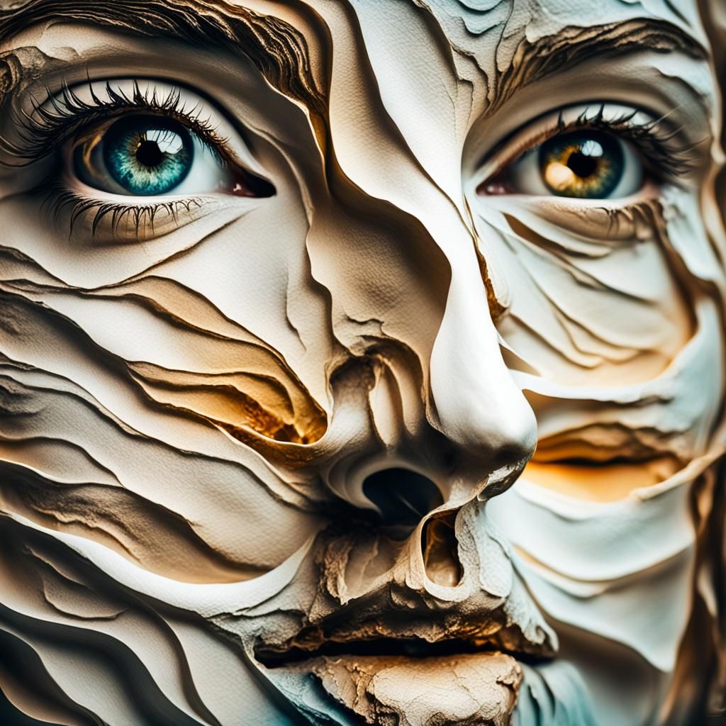 Surreal Portrait of Woman with Melting Face