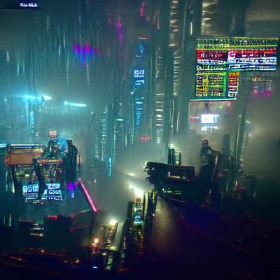Cyberpunk Cityscape with Flying Vehicles