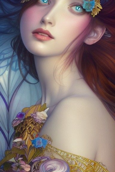 Ice Queen Portrait in Art Nouveau Style