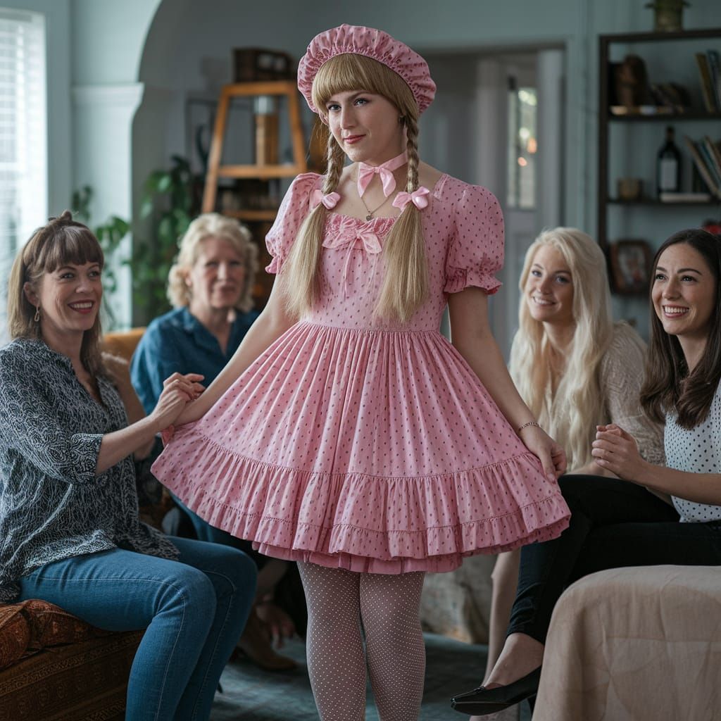 Handsome Young Man in Edwardian Frilly Minidress