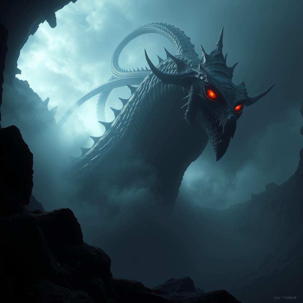 Ominous Dark Hole Backdrop for a Gargantuan Black Dragon