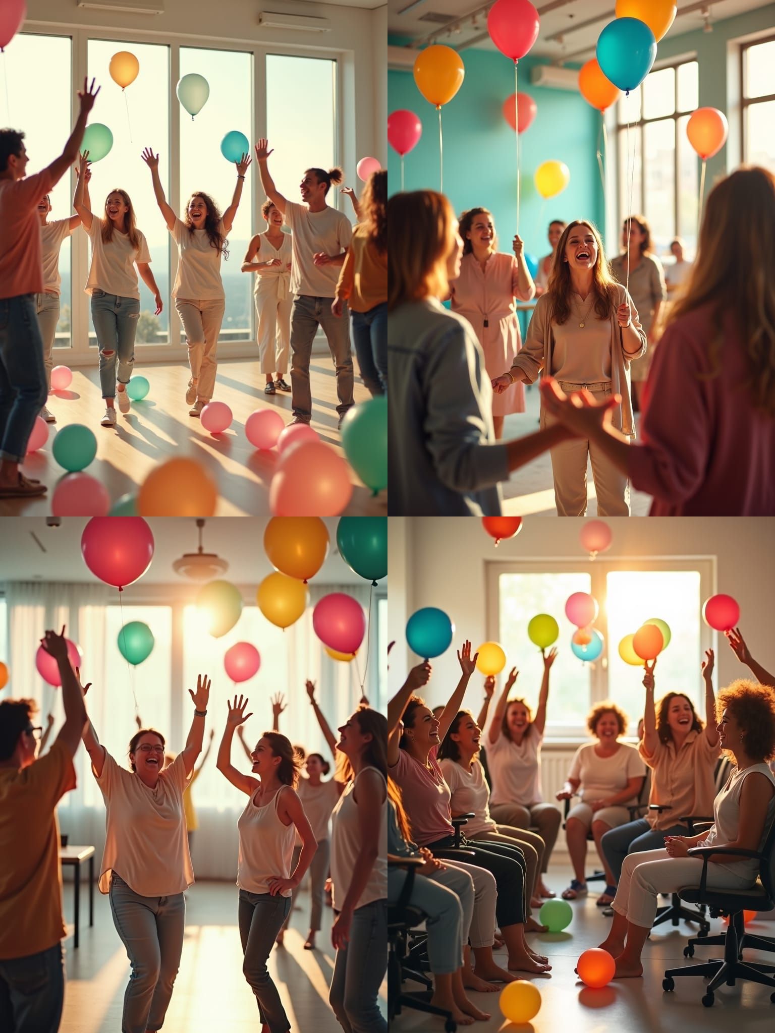 Laughter Therapy Session in Pastel Colors: A Cheerful Scene