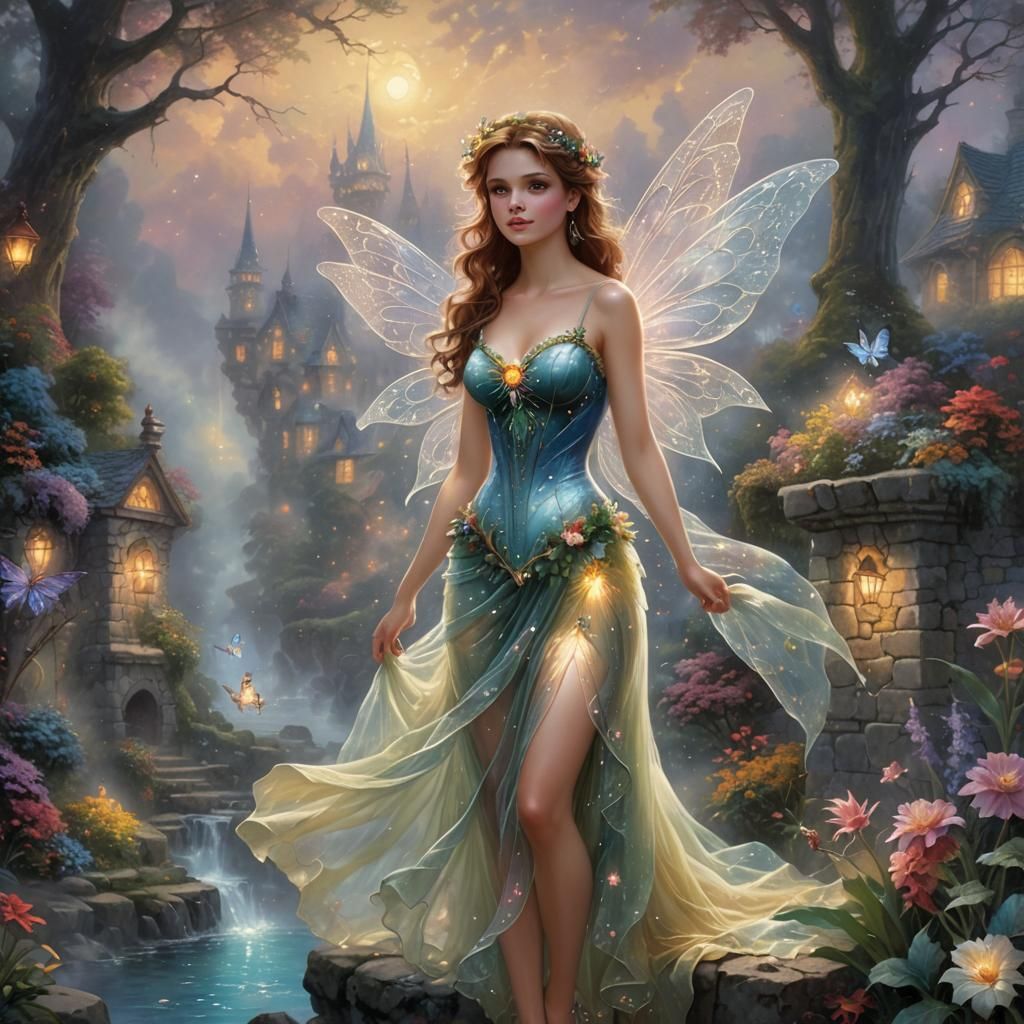 Ethereal Fairy in Mist, Luminism Style