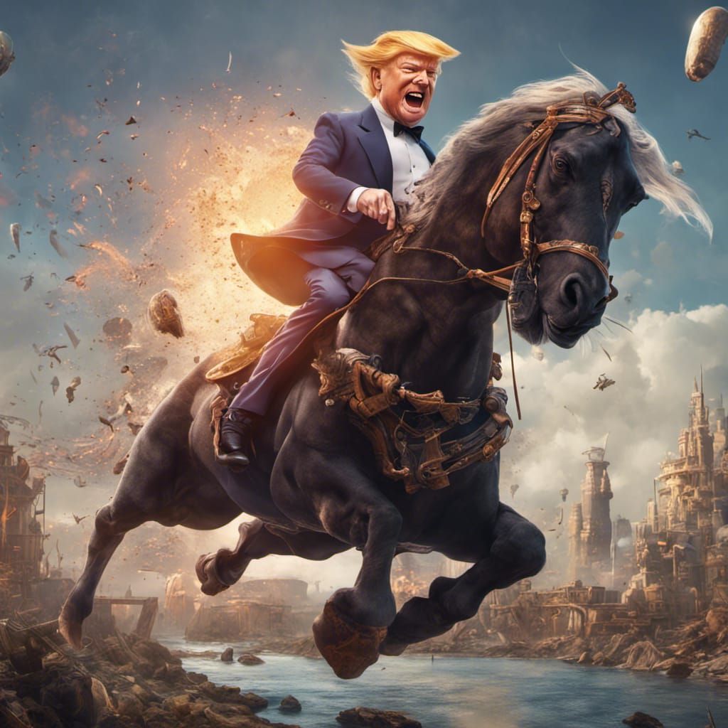 Fantastical Matte Painting: Silly Trump Jumping