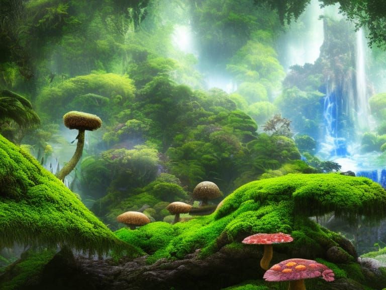 Pandora Landscape with Bioluminescent Flora and Fauna