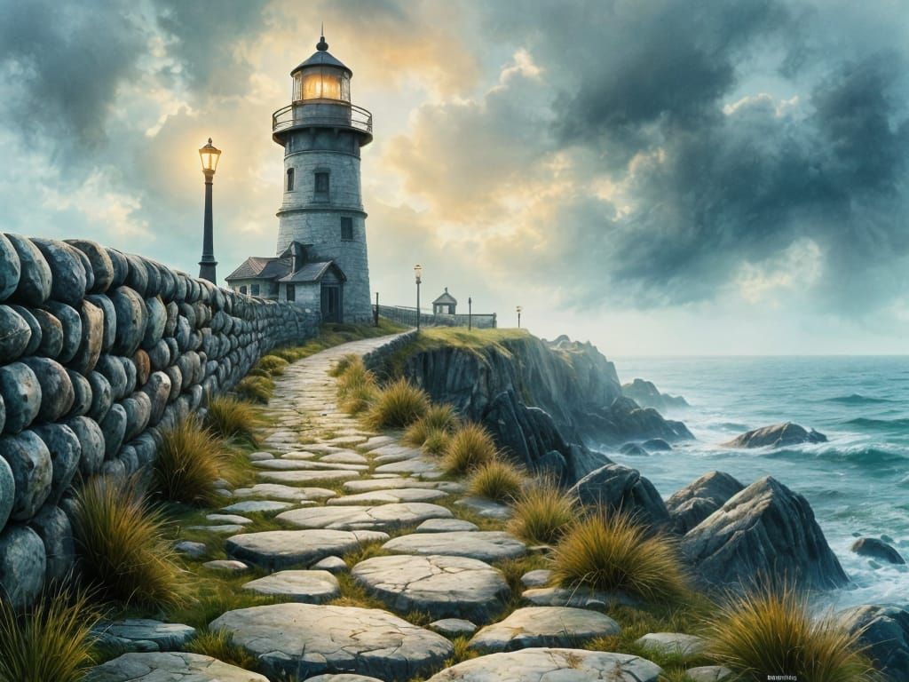 Ethereal Lighthouse Amidst Sea Mist